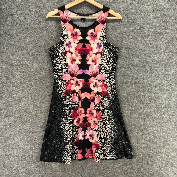 H&M Dresses & Skirts - H&M Dress Women M Medium Black Floral Sheath Midi Sleeveless Round Neck Casual